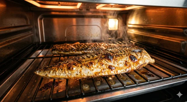 オーブン機能で焼いたサバ